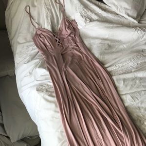 Millennial pink Greek style maxi dress